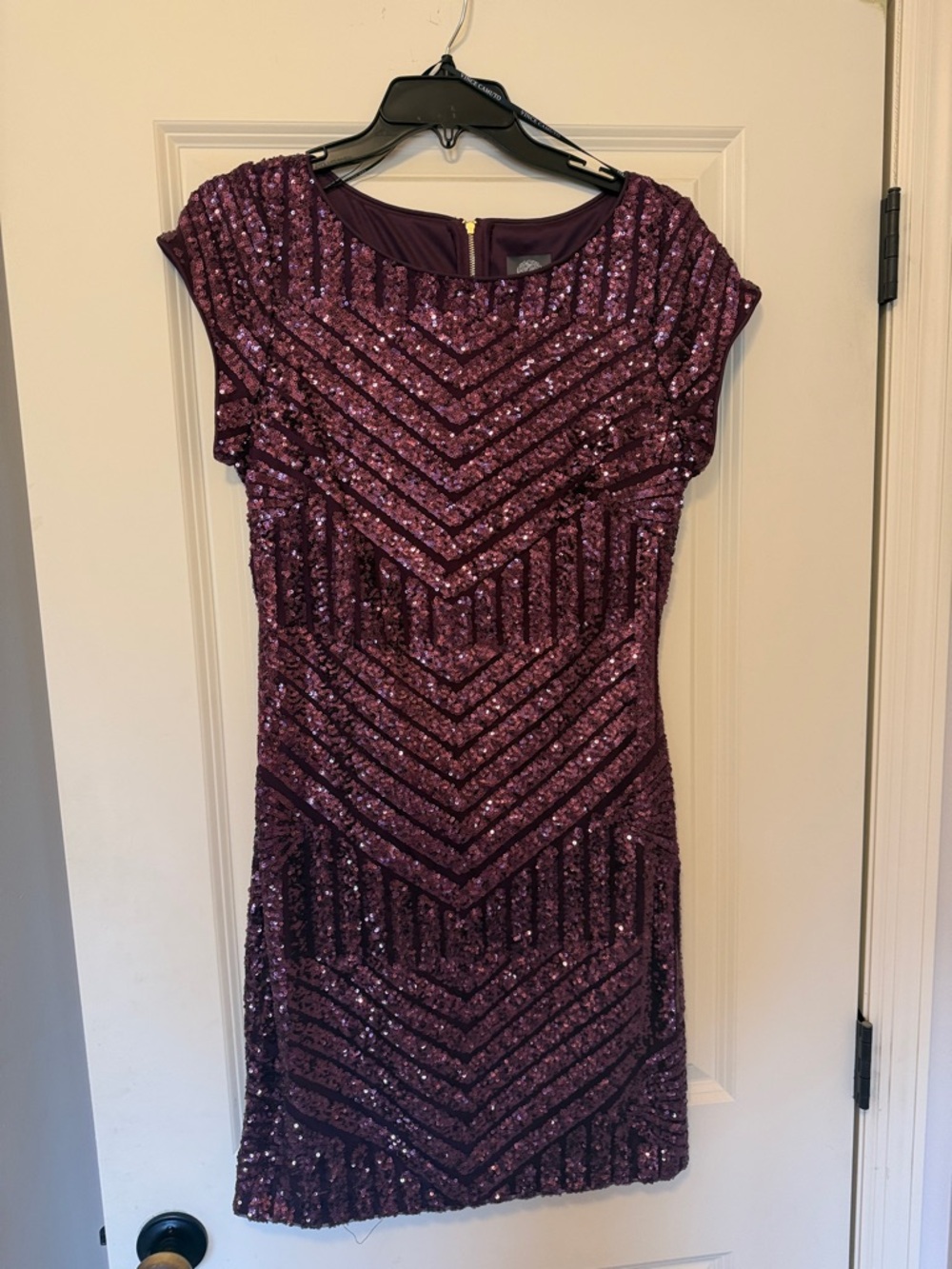 Vince Camuto Purple Sequin Cap-Sleeve Mini Dress